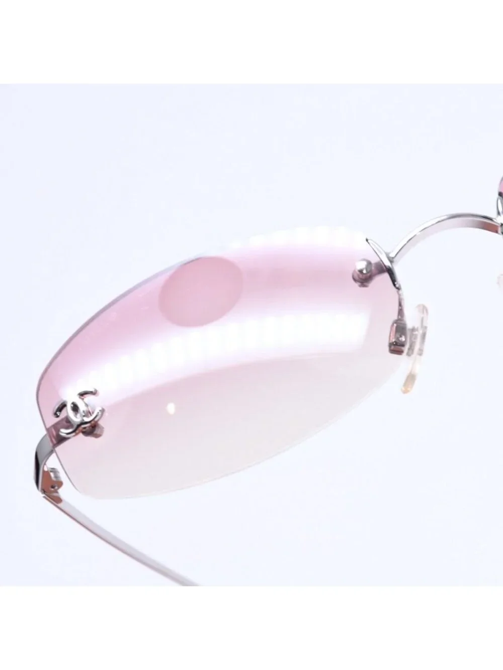 Chanel Rimless Sunglasses Eyewear CC Logo Pink Gradation